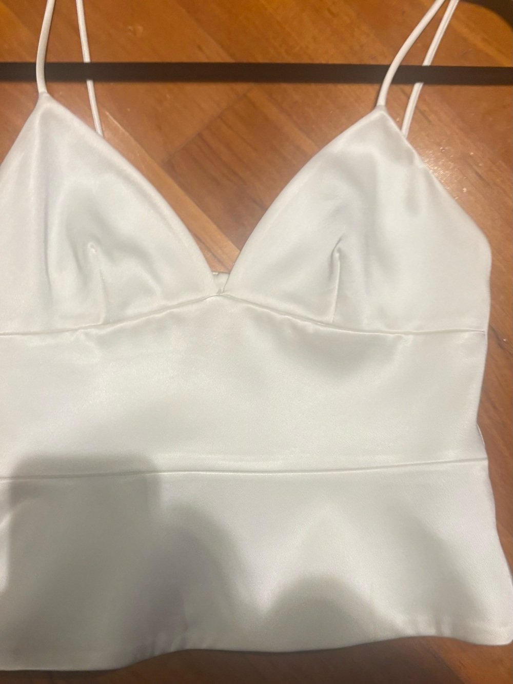 L'AGENCE White Spaghetti-Strap Zip Front Peplum Camisole